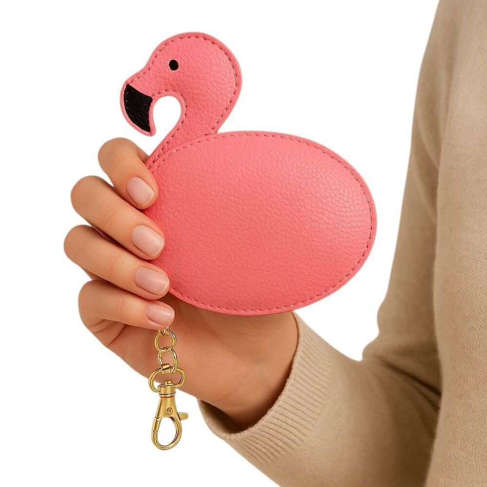 Flamingo Bath & Bodyworks Keychain Coin Cardholder Change Pouch Purse Pink